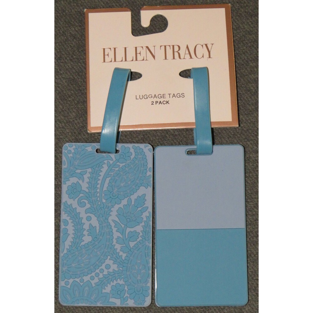 Ellen Tracy Set Of Two Luggage Tags Blue Two Tone Paisley